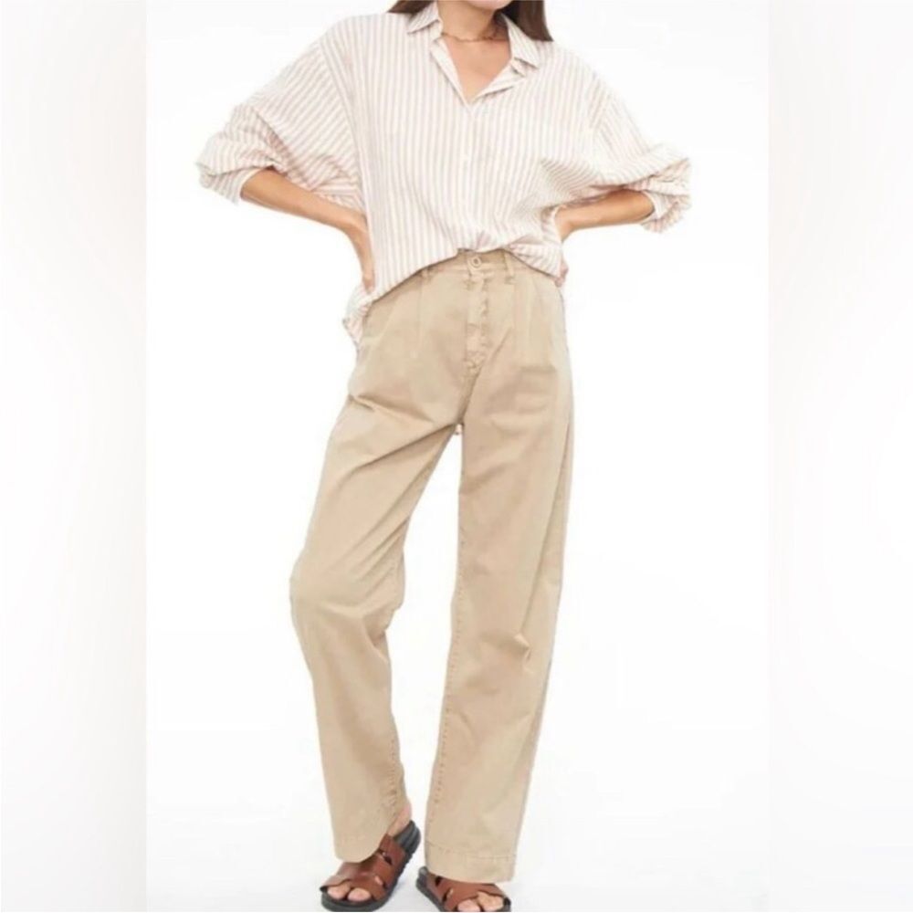 PISTOLA Ellery High Waist Wide Leg‎ Trouser Pant Tan Khaki Size 31 Petite New
